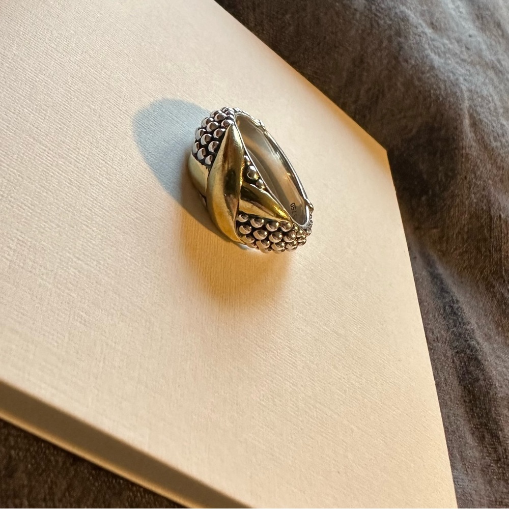 Lagos Two-tone X Caviar ring. Size 7